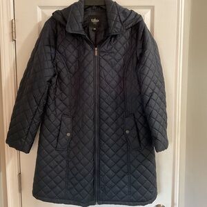 Women’s On-trend Quilted Hooded Rain Jacket, XL
